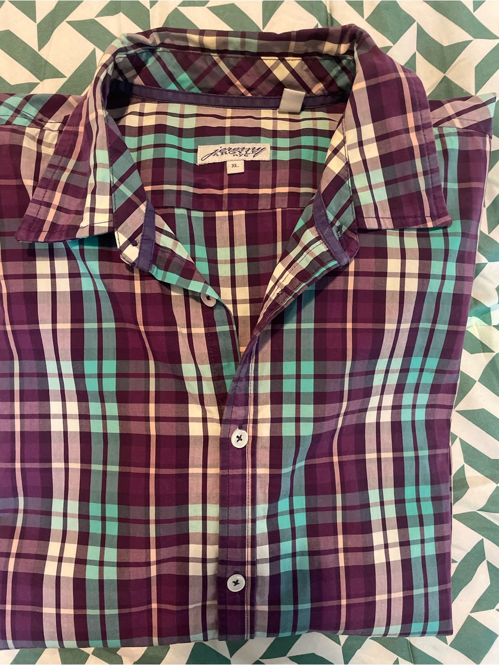 Jeremy Argyle Plaid Button-Up Shirt in Purple and Teal